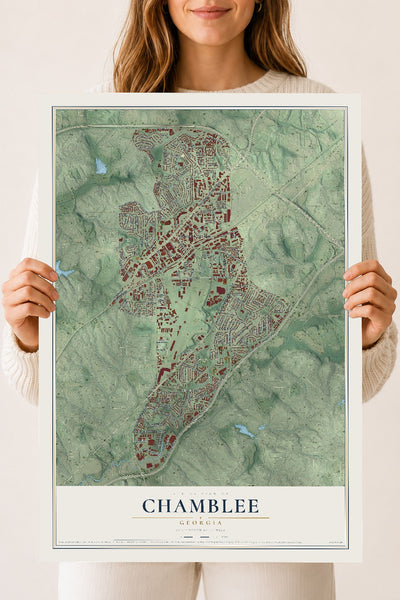 Chamblee, Georgia map print, 18" x 24" Archival Matte Print mockup