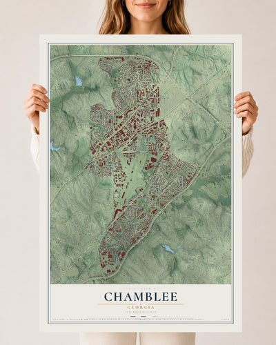 Chamblee, Georgia map print, 24" x 36" Archival Matte Print mockup