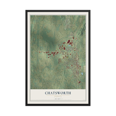 Chatsworth, Georgia map print, 12" x 18" W/ Black Ayous Wood Frame mockup