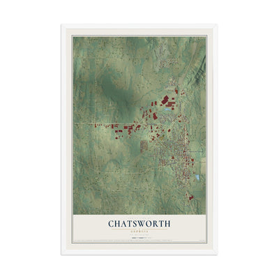 Chatsworth, Georgia map print, 12" x 18" W/ White Ayous Wood Frame mockup