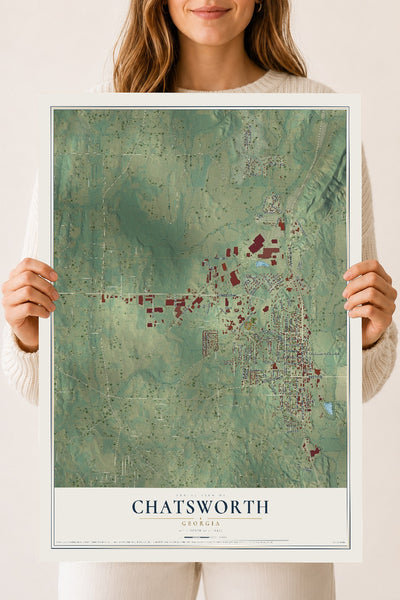 Chatsworth, Georgia map print, 18" x 24" Archival Matte Print mockup