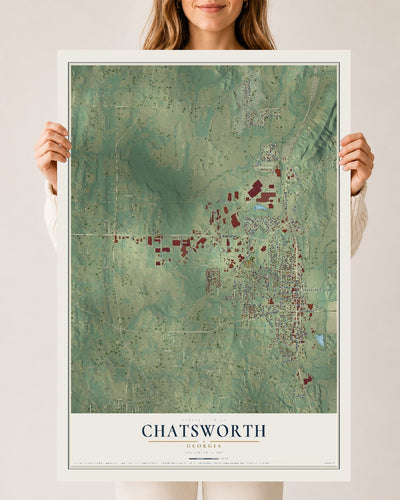 Chatsworth, Georgia map print, 24" x 36" Archival Matte Print mockup