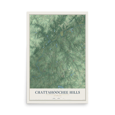 Chattahoochee Hills, Georgia map print, 12" x 18" Archival Matte Print mockup