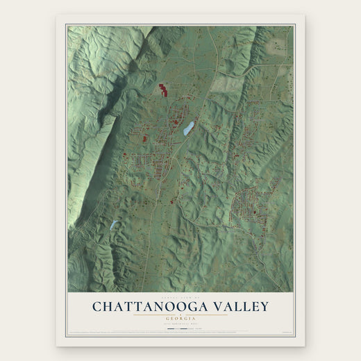 Chattanooga Valley, Georgia map print, the full design