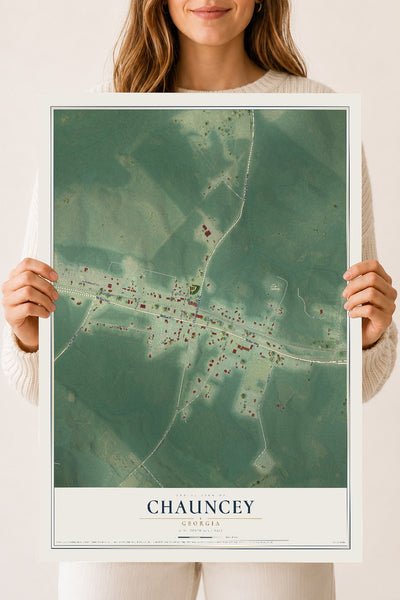 Chauncey, Georgia map print, 18" x 24" Archival Matte Print mockup