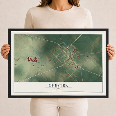 Chester, Georgia map print, 12" x 18" W/ Black Ayous Wood Frame mockup