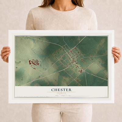 Chester, Georgia map print, 12" x 18" W/ White Ayous Wood Frame mockup