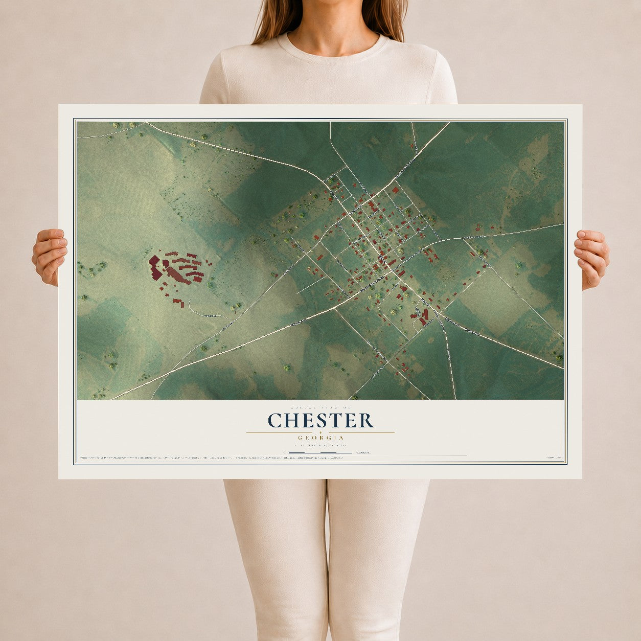 Chester, Georgia map print, 24" x 36" Archival Matte Print mockup