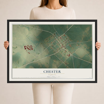 Chester, Georgia map print, 24" x 36" W/ Black Ayous Wood Frame mockup