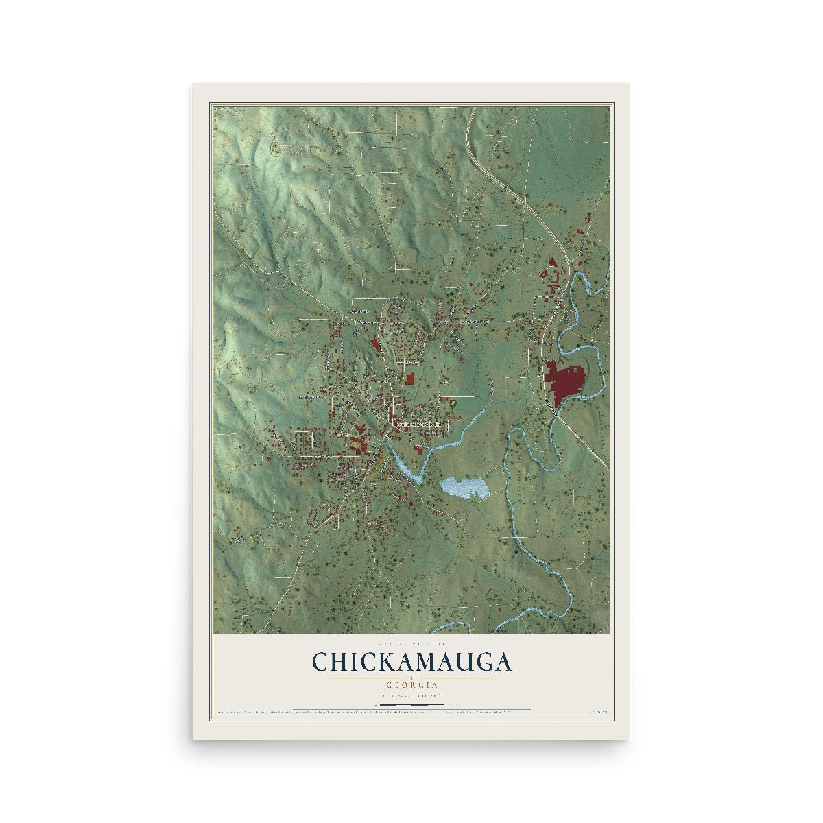 Chickamauga, Georgia map print, 12" x 18" Archival Matte Print mockup