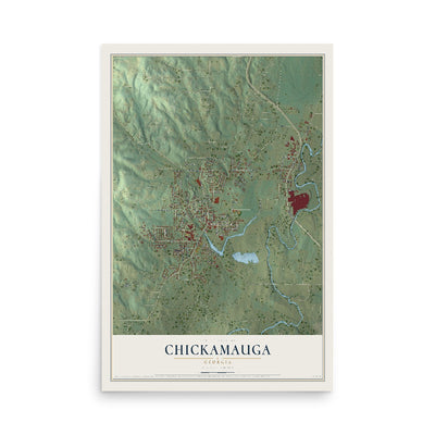 Chickamauga, Georgia map print, 12" x 18" Archival Matte Print mockup