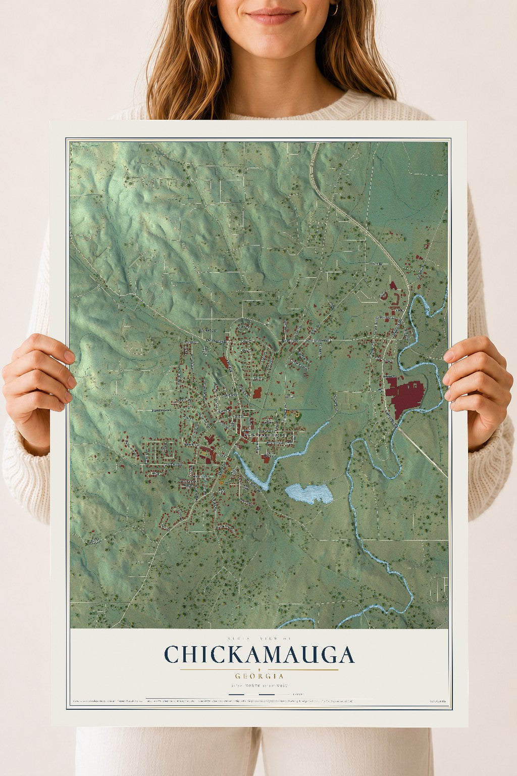 Chickamauga, Georgia map print, 18" x 24" Archival Matte Print mockup