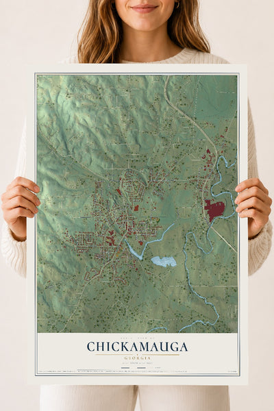 Chickamauga, Georgia map print, 18" x 24" Archival Matte Print mockup