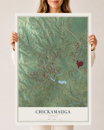 Chickamauga, Georgia map print, 24" x 36" Archival Matte Print mockup