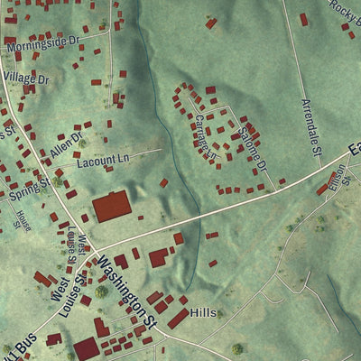 Close-up 1 of the Clarkesville, Georgia map artwork