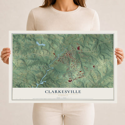 Clarkesville, Georgia map print, 12" x 18" Archival Matte Print mockup