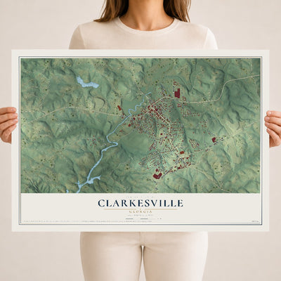Clarkesville, Georgia map print, 18" x 24" Archival Matte Print mockup