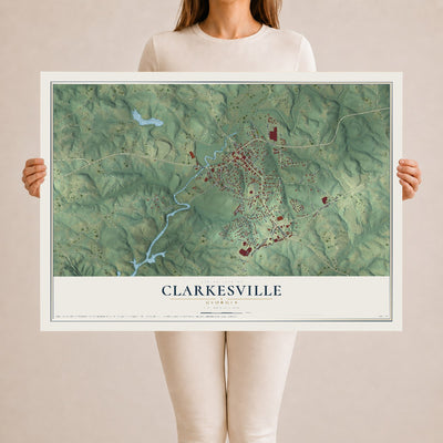 Clarkesville, Georgia map print, 24" x 36" Archival Matte Print mockup