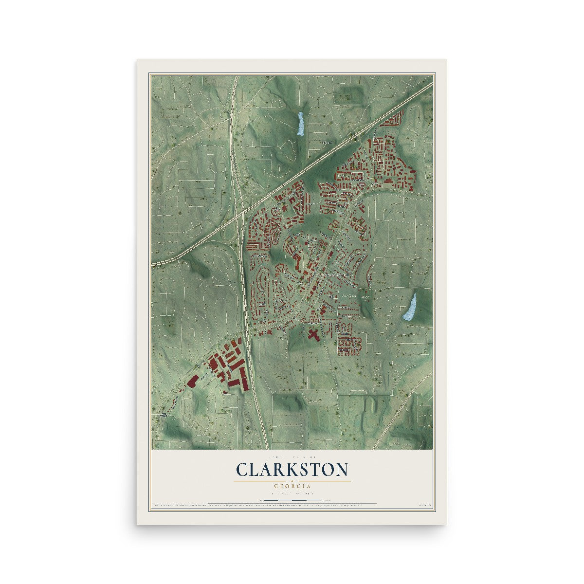 Clarkston, Georgia map print, 12" x 18" Archival Matte Print mockup