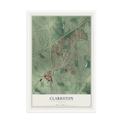 Clarkston, Georgia map print, 12" x 18" W/ White Ayous Wood Frame mockup