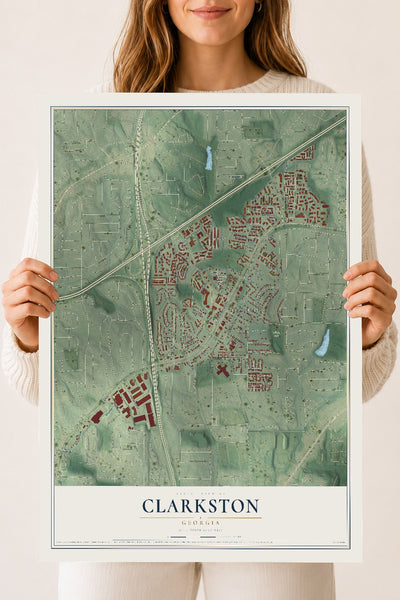 Clarkston, Georgia map print, 18" x 24" Archival Matte Print mockup