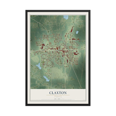 Claxton, Georgia map print, 12" x 18" W/ Black Ayous Wood Frame mockup