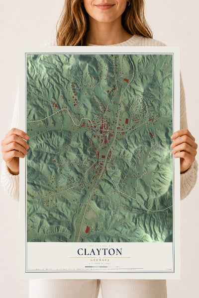Clayton, Georgia map print, 18" x 24" Archival Matte Print mockup