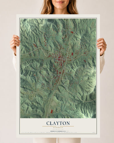 Clayton, Georgia map print, 24" x 36" Archival Matte Print mockup