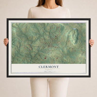 Clermont, Georgia map print, 24" x 36" W/ Black Ayous Wood Frame mockup
