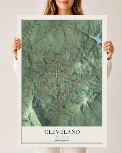 Cleveland, Georgia map print, 24" x 36" Archival Matte Print mockup