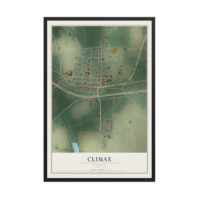 Climax, Georgia map print, 12" x 18" W/ Black Ayous Wood Frame mockup