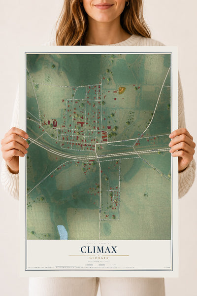 Climax, Georgia map print, 18" x 24" Archival Matte Print mockup