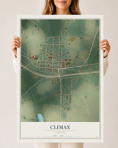 Climax, Georgia map print, 24" x 36" Archival Matte Print mockup