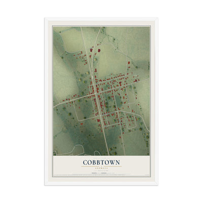 Cobbtown, Georgia map print, 12" x 18" W/ White Ayous Wood Frame mockup