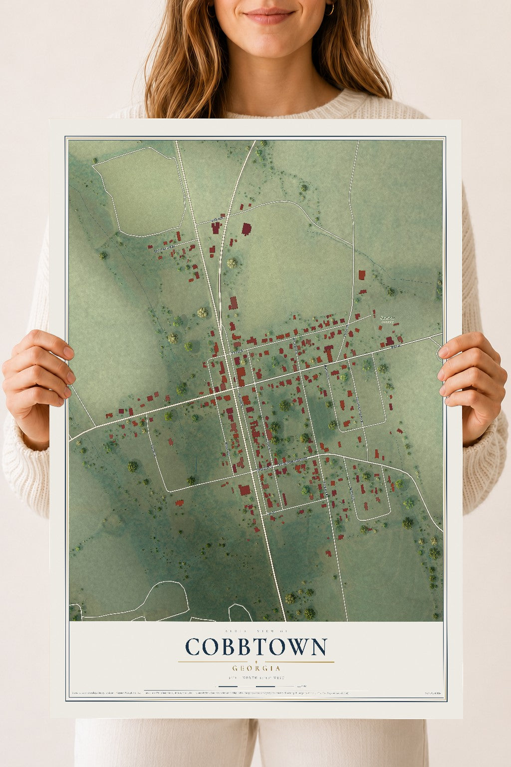 Cobbtown, Georgia map print, 18" x 24" Archival Matte Print mockup