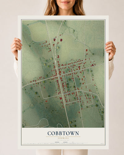 Cobbtown, Georgia map print, 24" x 36" Archival Matte Print mockup