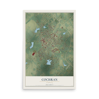 Cochran, Georgia map print, 12" x 18" Archival Matte Print mockup