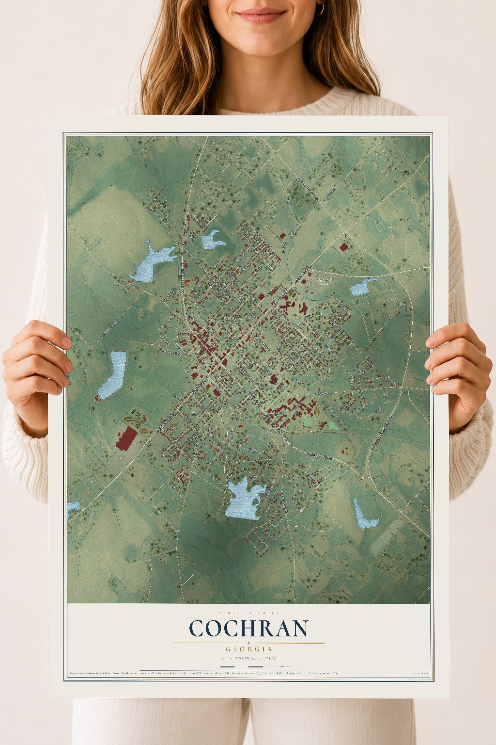 Cochran, Georgia map print, 18" x 24" Archival Matte Print mockup