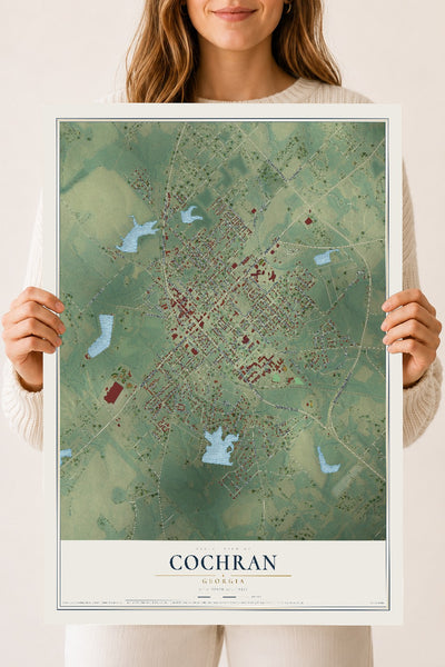 Cochran, Georgia map print, 18" x 24" Archival Matte Print mockup