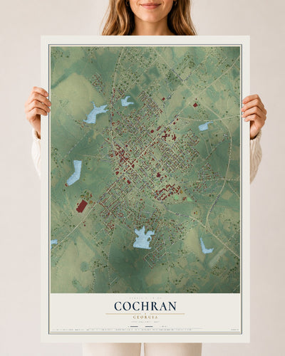 Cochran, Georgia map print, 24" x 36" Archival Matte Print mockup