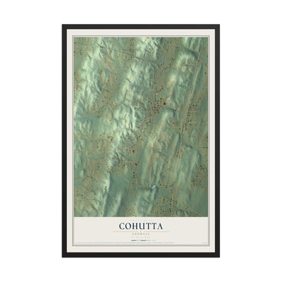 Cohutta, Georgia map print, 12" x 18" W/ Black Ayous Wood Frame mockup