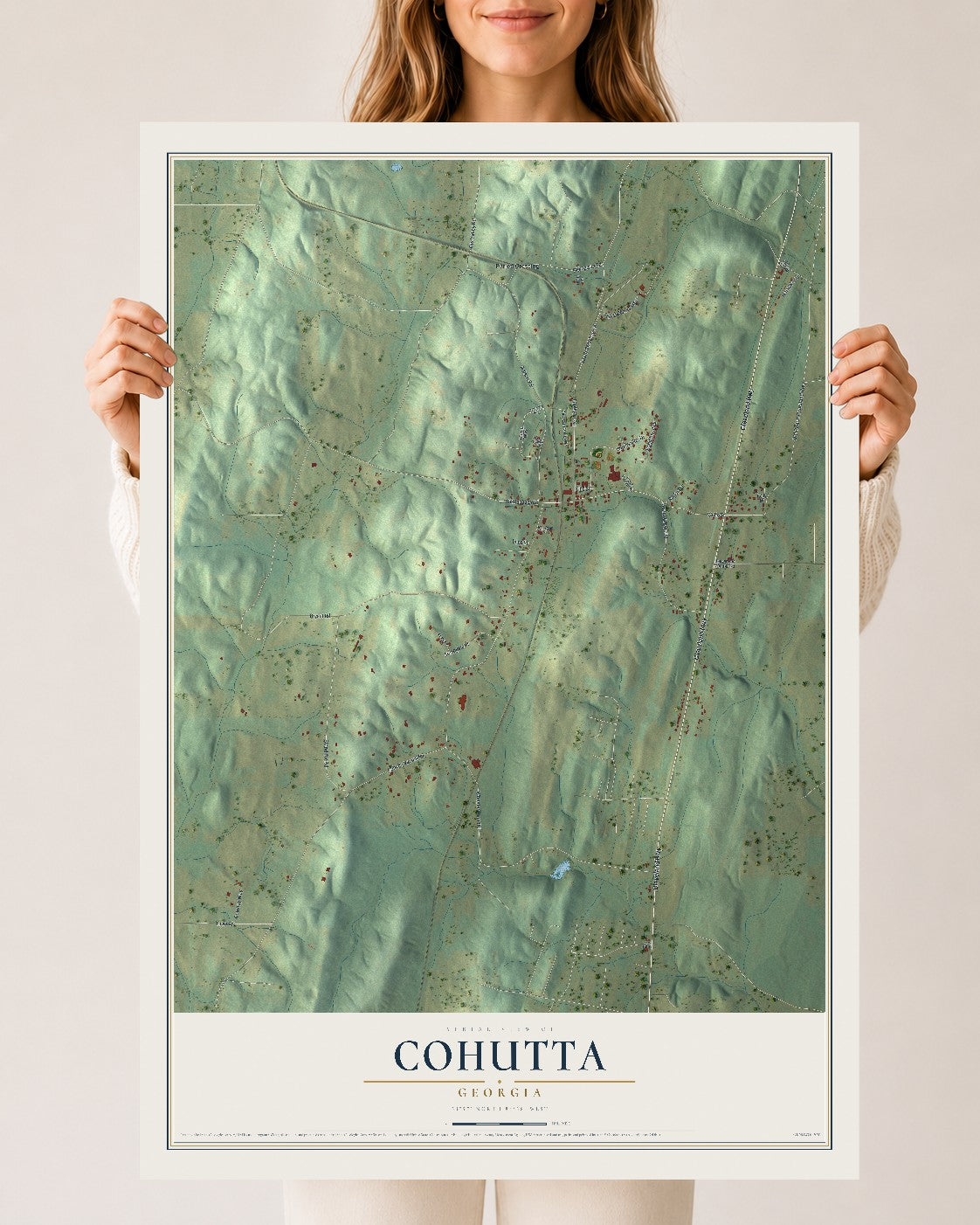 Cohutta, Georgia map print, 24" x 36" Archival Matte Print mockup
