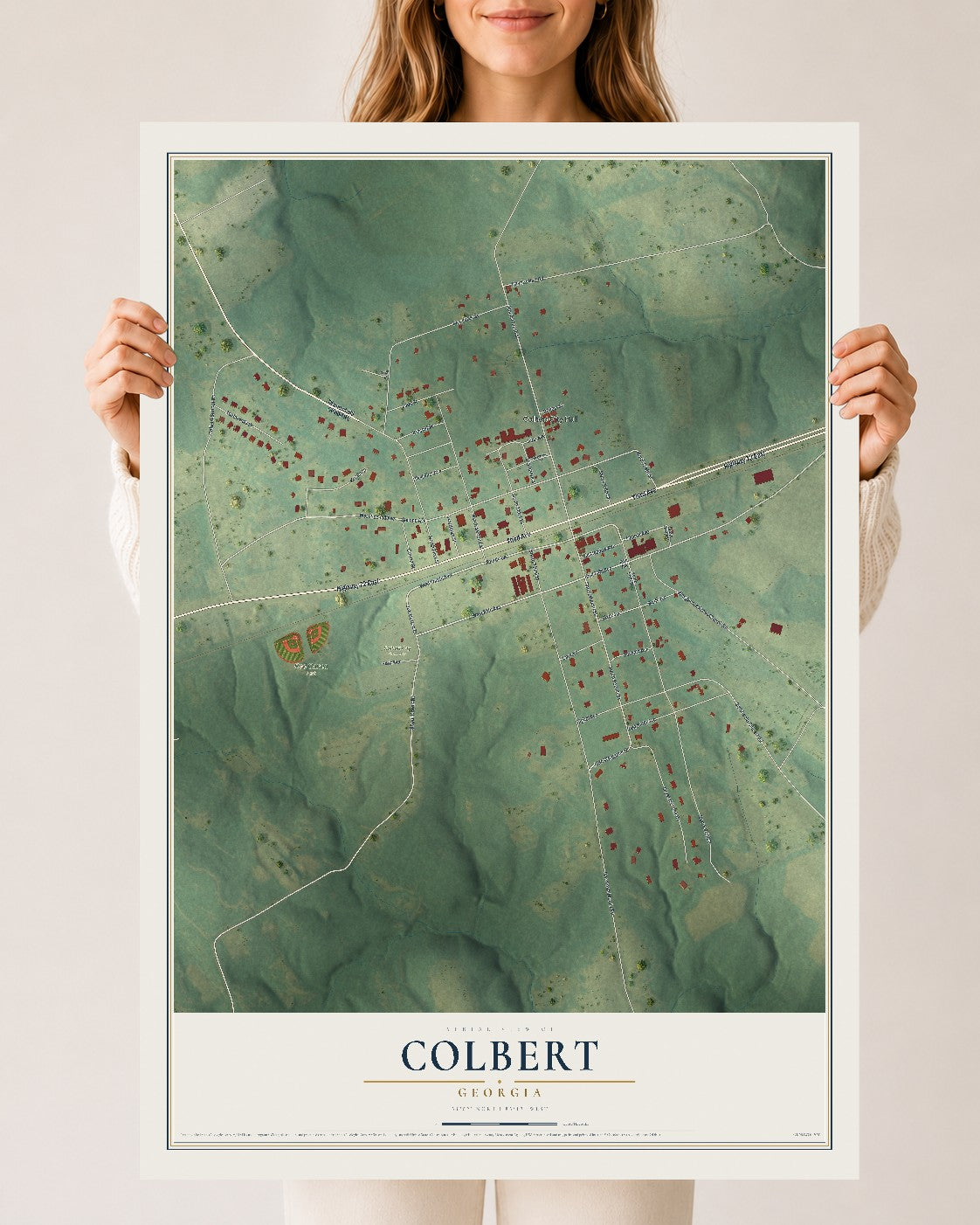 Colbert, Georgia map print, 24" x 36" Archival Matte Print mockup