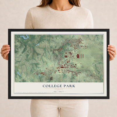 College Park, Georgia map print, 12" x 18" W/ Black Ayous Wood Frame mockup