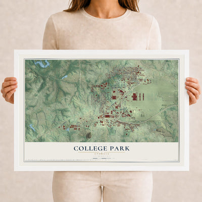 College Park, Georgia map print, 12" x 18" W/ White Ayous Wood Frame mockup
