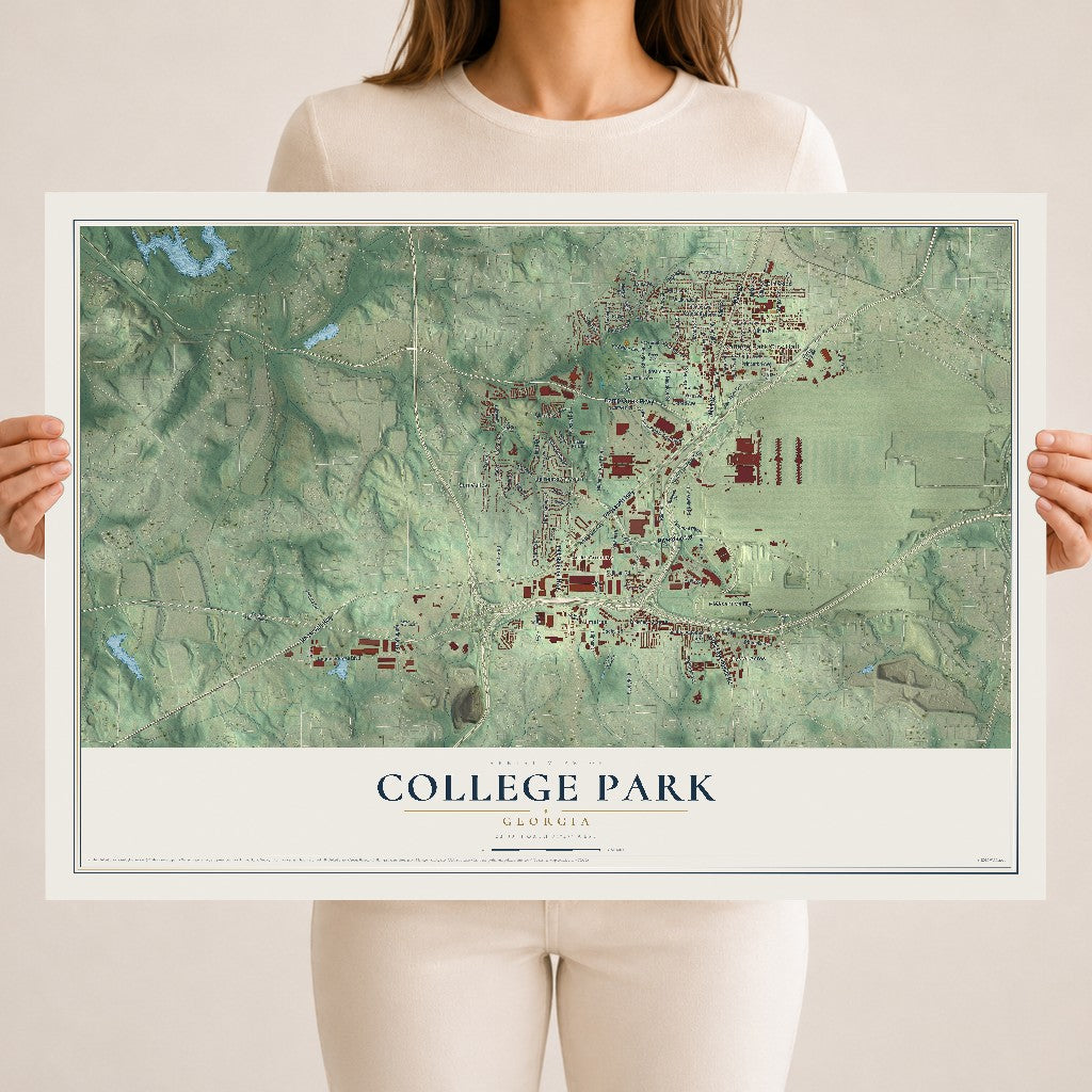 College Park, Georgia map print, 18" x 24" Archival Matte Print mockup