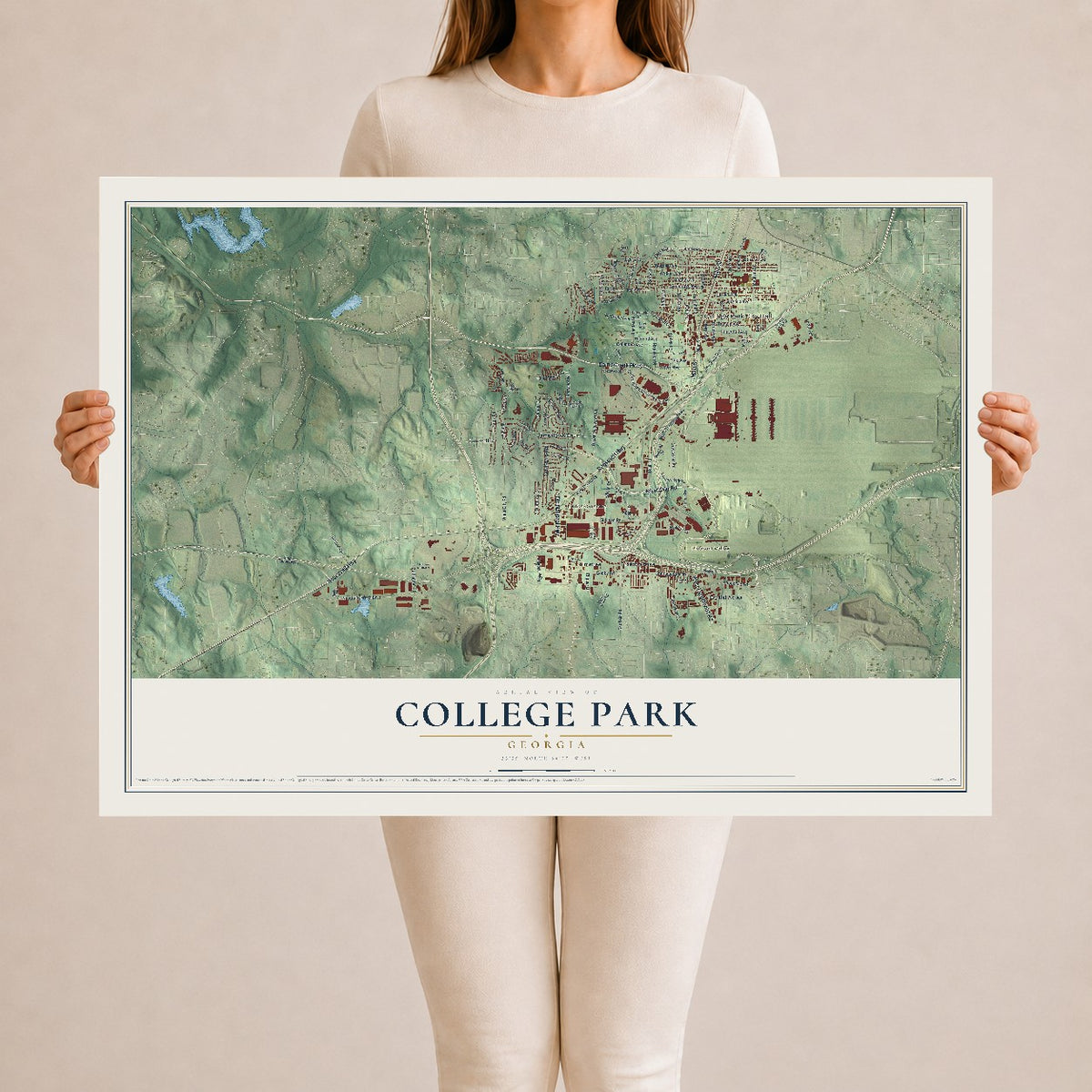 College Park, Georgia map print, 24" x 36" Archival Matte Print mockup