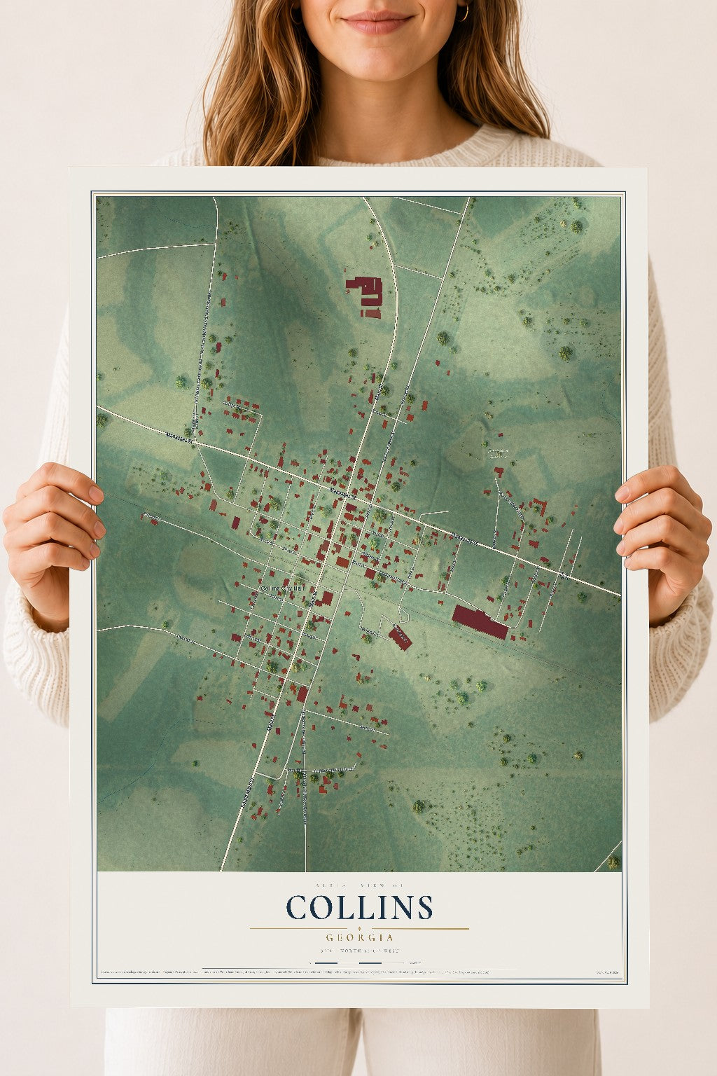 Collins, Georgia map print, 18" x 24" Archival Matte Print mockup