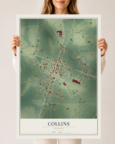 Collins, Georgia map print, 24" x 36" Archival Matte Print mockup