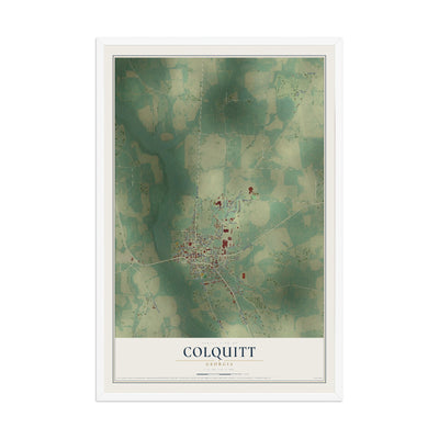 Colquitt, Georgia map print, 12" x 18" W/ White Ayous Wood Frame mockup